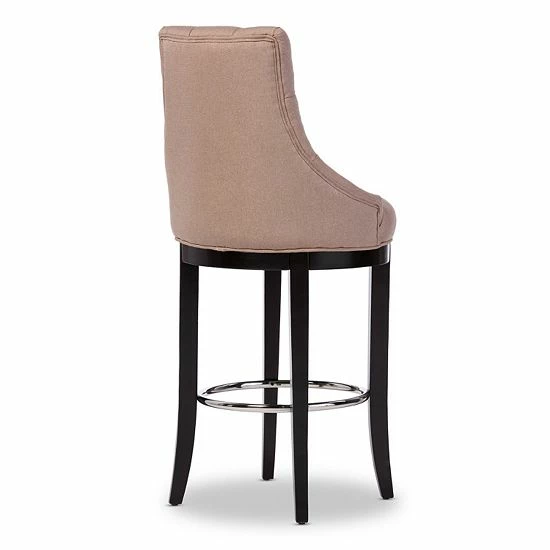 Baxton Studio Harmony Button Tufted Bar Stool 5 Baxton Studio Harmony Button Tufted Bar Stool - Image 5