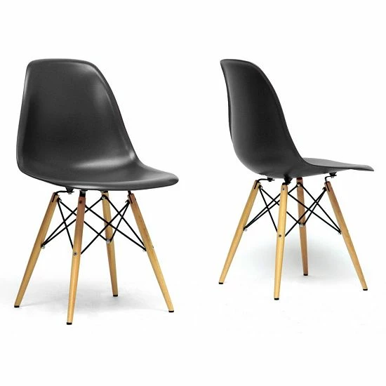 Baxton Studio 2-Piece Azzo Modern Shell Chair Set Black 4 Baxton Studio 2-Piece Azzo Modern Shell Chair Set Black - Image 4