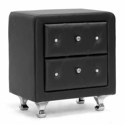 Baxton Studio Stella Crystal Tufted Upholstered Modern Nightstand Black -Baxton Studio Sales unnamed file 7050