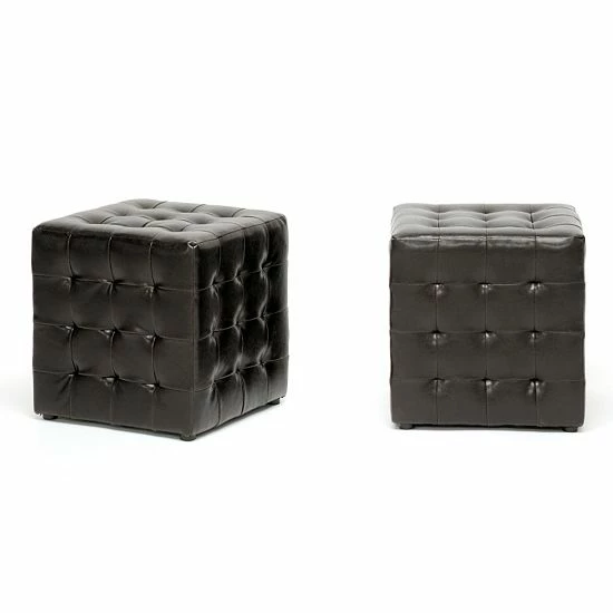 Baxton Studio 2-Piece Siskal Modern Cube Ottoman Set Black 4 Baxton Studio 2-Piece Siskal Modern Cube Ottoman Set Black - Image 4
