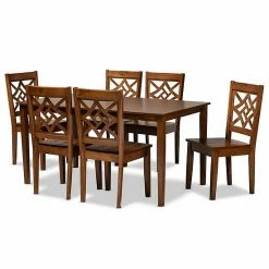Baxton Studio Nicolette Dining 7-piece Set Dark Brown Walnut