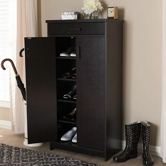 Baxton Studio Bienna Espresso Shoe Cabinet 2 Baxton Studio Bienna Espresso Shoe Cabinet - Image 2