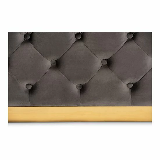 Baxton Studio Verene Ottoman Gray Gold 5 Baxton Studio Verene Ottoman Gray Gold - Image 5