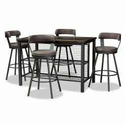 Baxton Studio Arcene Pub Dining Table & Chair 5-piece Set