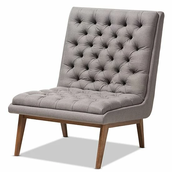 Baxton Studio Annetha Mid-Century Lounge Chair Gray 4 Baxton Studio Annetha Mid-Century Lounge Chair Gray - Image 4