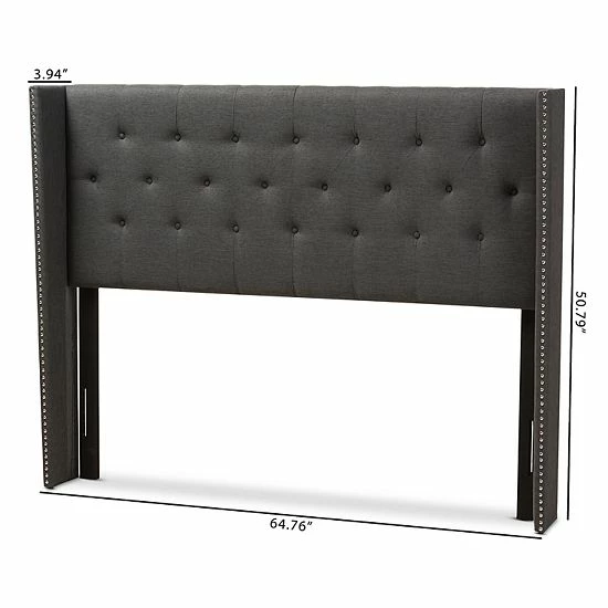 Baxton Studio Ally Tufted Upholstered Headboard Light Gray 5 Baxton Studio Ally Tufted Upholstered Headboard Light Gray - Image 5