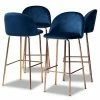 Baxton Studio Addie Bar Stool 4-piece Set Navy Blue Rose Gold