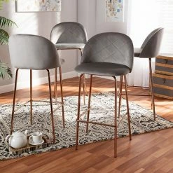 Baxton Studio Addie Bar Stool 4-piece Set Navy Blue Rose Gold 4 Baxton Studio Addie Bar Stool 4-piece Set Navy Blue Rose Gold -Baxton Studio Sales unnamed file 7142