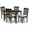 Baxton Studio Nicolette Dining Table & Chair 5-piece Set Sand Dark Brown