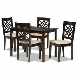 Baxton Studio Nicolette Dining Table & Chair 5-piece Set Sand Dark Brown -Baxton Studio Sales unnamed file 7163