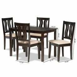 Baxton Studio Fenton Dining Table & Chair 5-piece Set -Baxton Studio Sales unnamed file 7171