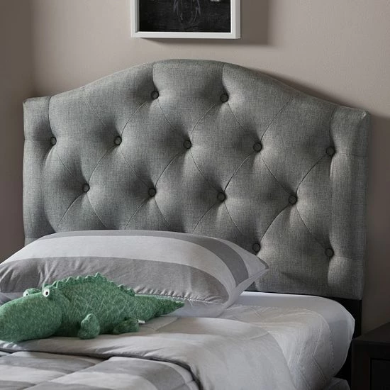 Baxton Studio Myra Scalloped Twin Headboard Gray 3 Baxton Studio Myra Scalloped Twin Headboard Gray - Image 3