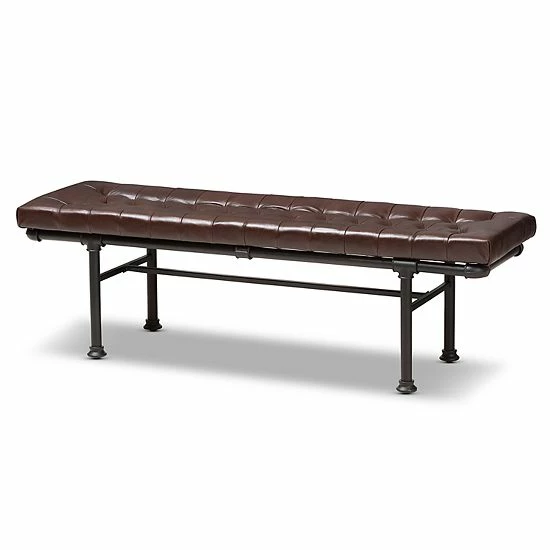 Baxton Studio Industrial Beige Bench Dark Brown 1 Baxton Studio Industrial Beige Bench Dark Brown