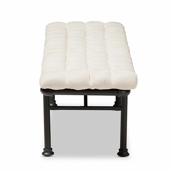 Baxton Studio Industrial Beige Bench Dark Brown 2 Baxton Studio Industrial Beige Bench Dark Brown - Image 2