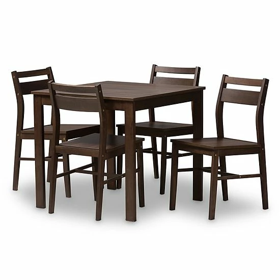 Baxton Studio Modern Espresso Ladder Back Chair & Table Dining 5-piece Set 1 Baxton Studio Modern Espresso Ladder Back Chair & Table Dining 5-piece Set
