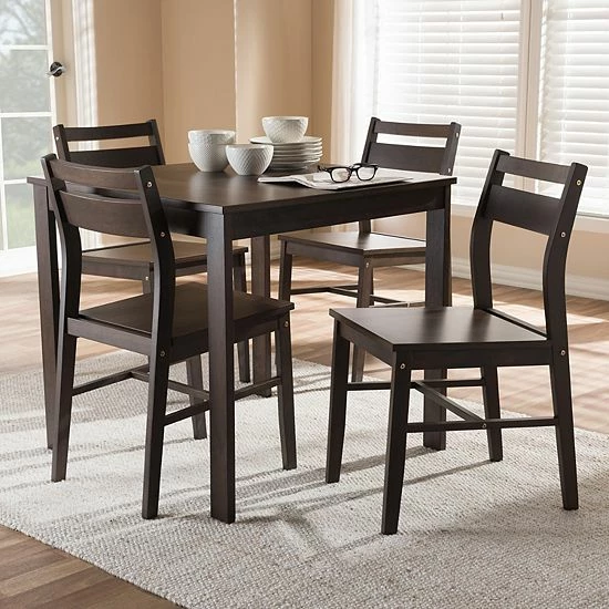 Baxton Studio Modern Espresso Ladder Back Chair & Table Dining 5-piece Set 2 Baxton Studio Modern Espresso Ladder Back Chair & Table Dining 5-piece Set - Image 2