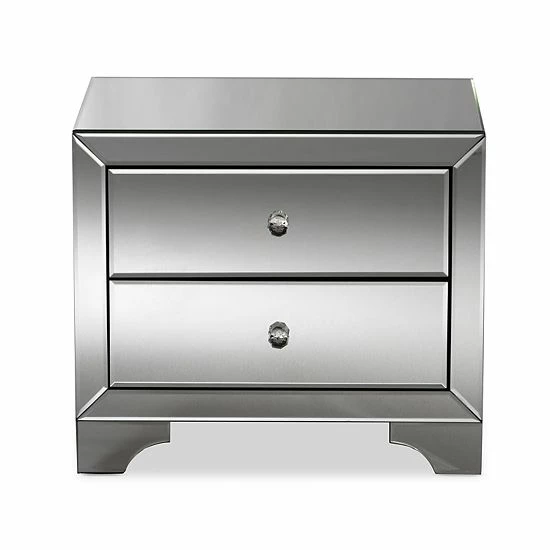 Baxton Studio Farrah Mirrored Nightstand 2 Baxton Studio Farrah Mirrored Nightstand - Image 2