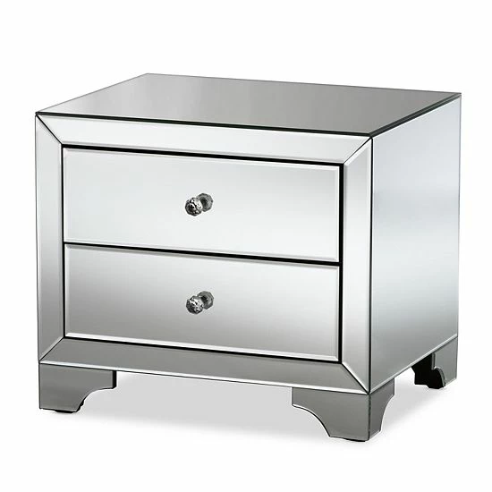 Baxton Studio Farrah Mirrored Nightstand 3 Baxton Studio Farrah Mirrored Nightstand - Image 3