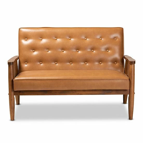 Baxton Studio Sorrento Brown Loveseat 3 Baxton Studio Sorrento Brown Loveseat - Image 3