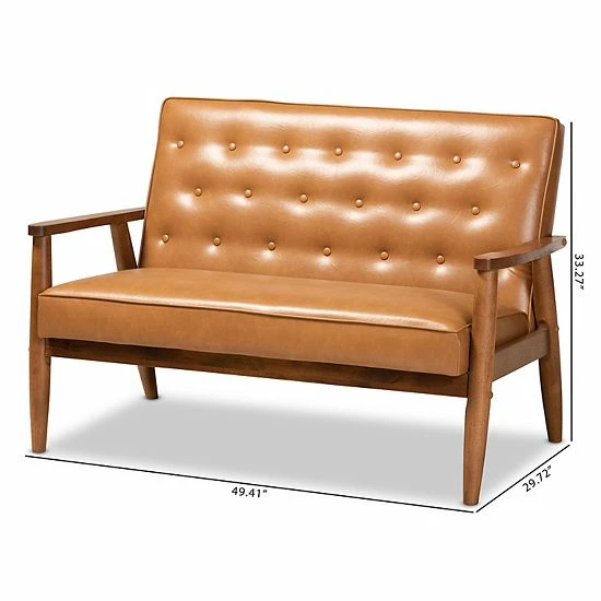 Baxton Studio Sorrento Brown Loveseat 8 Baxton Studio Sorrento Brown Loveseat - Image 8