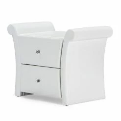 Baxton Studio Victoria Matte Finish Faux-Leather Nightstand White
