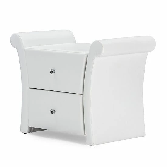Baxton Studio Victoria Matte Finish Faux-Leather Nightstand White 4 Baxton Studio Victoria Matte Finish Faux-Leather Nightstand White - Image 4