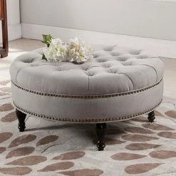 Baxton Studio Palfrey Solid Round Tufted Ottoman Beige 7 Baxton Studio Palfrey Solid Round Tufted Ottoman Beige -Baxton Studio Sales unnamed file 7281