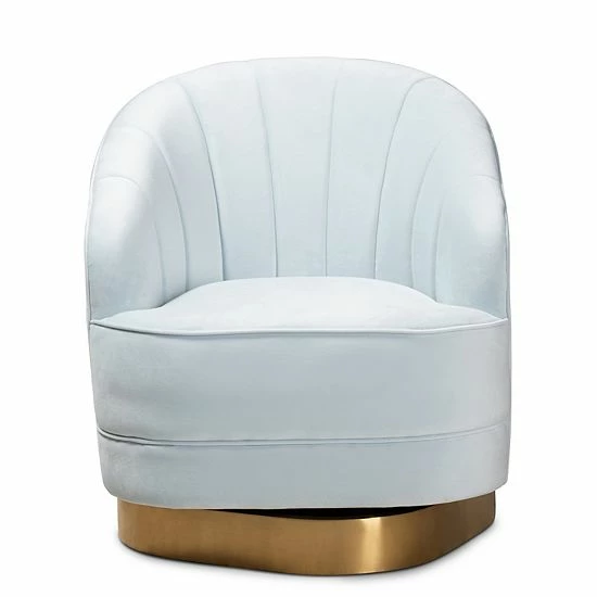 Baxton Studio Fiore Curved Back Accent Chair Navy Blue 7 Baxton Studio Fiore Curved Back Accent Chair Navy Blue - Image 7