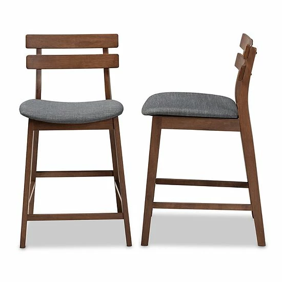 Baxton Studio Larine Counter Stool 2-piece Set Gray 6 Baxton Studio Larine Counter Stool 2-piece Set Gray - Image 6
