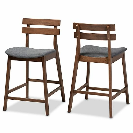 Baxton Studio Larine Counter Stool 2-piece Set Gray 7 Baxton Studio Larine Counter Stool 2-piece Set Gray - Image 7