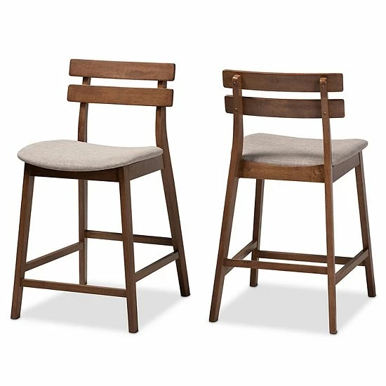 Baxton Studio Larine Counter Stool 2-piece Set Gray 8 Baxton Studio Larine Counter Stool 2-piece Set Gray - Image 8