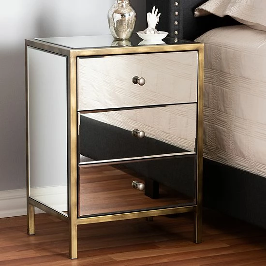 Baxton Studio Nouria Mirror Nightstand 2 Baxton Studio Nouria Mirror Nightstand - Image 2