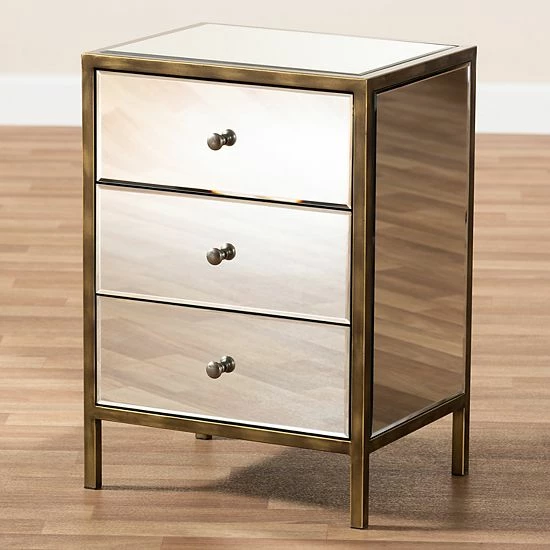 Baxton Studio Nouria Mirror Nightstand 5 Baxton Studio Nouria Mirror Nightstand - Image 5