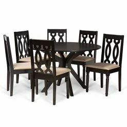 Baxton Studio Callie Dining Table & Chair 7-piece Set