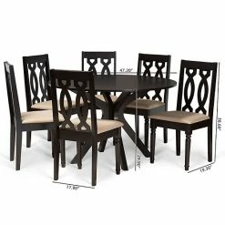 Baxton Studio Callie Dining Table & Chair 7-piece Set -Baxton Studio Sales unnamed file 7382