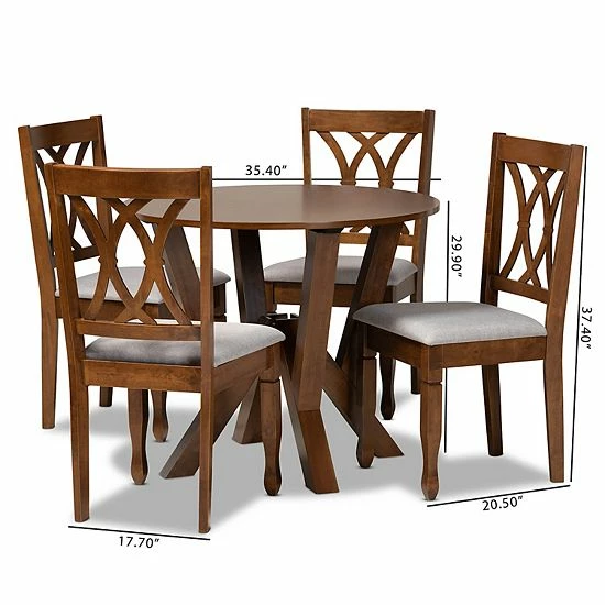 Baxton Studio Irene Dining Table & Chair 5-piece Set 8 Baxton Studio Irene Dining Table & Chair 5-piece Set - Image 8