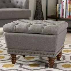 Baxton Studio Annabelle Storage Ottoman Dark Gray