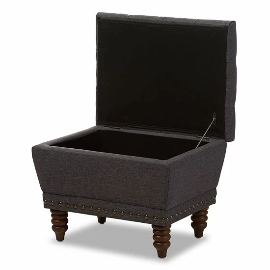 Baxton Studio Annabelle Storage Ottoman Dark Gray 2 Baxton Studio Annabelle Storage Ottoman Dark Gray - Image 2