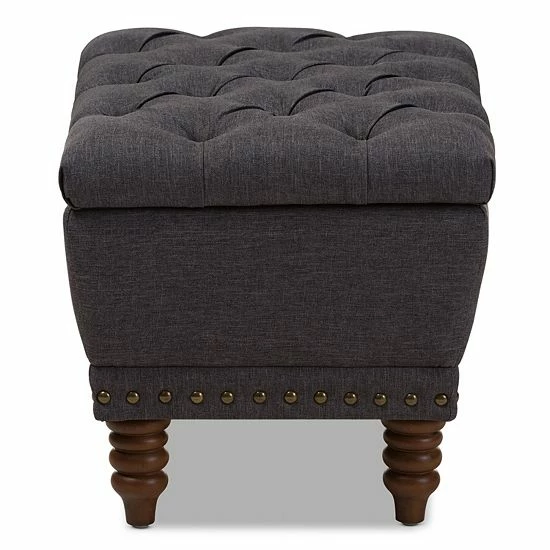 Baxton Studio Annabelle Storage Ottoman Dark Gray 3 Baxton Studio Annabelle Storage Ottoman Dark Gray - Image 3