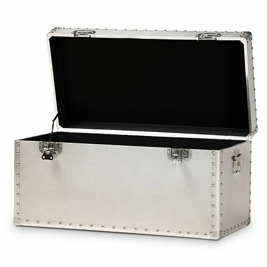 Baxton Studio Serge Silver Storage Trunk 3 Baxton Studio Serge Silver Storage Trunk - Image 3