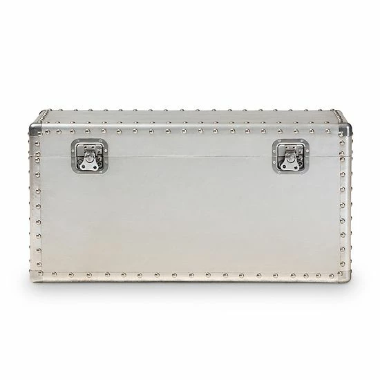 Baxton Studio Serge Silver Storage Trunk 4 Baxton Studio Serge Silver Storage Trunk - Image 4