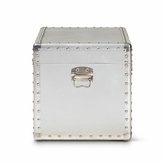Baxton Studio Serge Silver Storage Trunk 5 Baxton Studio Serge Silver Storage Trunk - Image 5