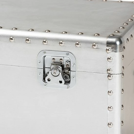 Baxton Studio Serge Silver Storage Trunk 7 Baxton Studio Serge Silver Storage Trunk - Image 7