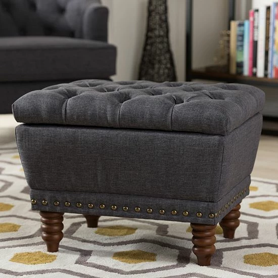 Baxton Studio Annabelle Storage Ottoman Dark Gray 6 Baxton Studio Annabelle Storage Ottoman Dark Gray - Image 6