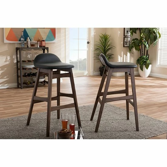 Baxton Studio Bloom Mid-Century Modern Scandinavian Bar Stool 2-piece Set 2 Baxton Studio Bloom Mid-Century Modern Scandinavian Bar Stool 2-piece Set - Image 2