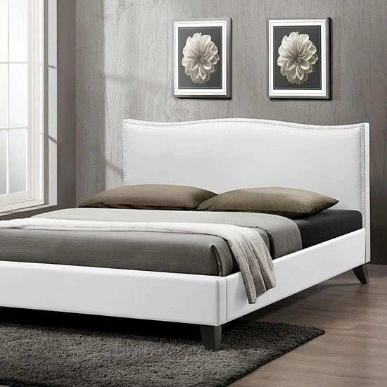 Baxton Studio Battersby Upholstered Headboard Modern Bed White 1 Baxton Studio Battersby Upholstered Headboard Modern Bed White