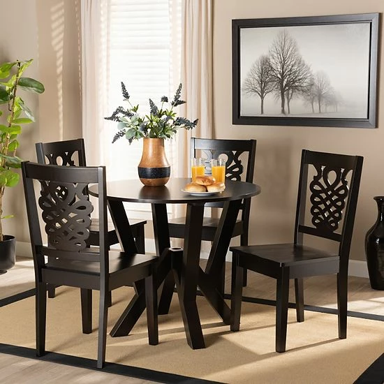 Baxton Studio Valda Dining 5-piece Set Dark Brown 7 Baxton Studio Valda Dining 5-piece Set Dark Brown - Image 7