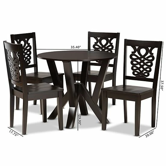 Baxton Studio Valda Dining 5-piece Set Dark Brown 8 Baxton Studio Valda Dining 5-piece Set Dark Brown - Image 8