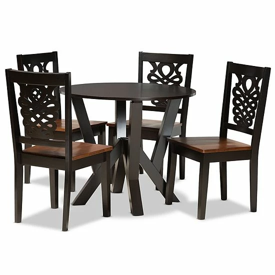 Baxton Studio Valda Dining 5-piece Set Dark Brown 10 Baxton Studio Valda Dining 5-piece Set Dark Brown - Image 10