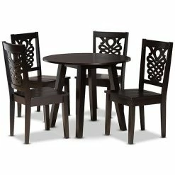 Baxton Studio Mina Dining 5-piece Set Dark Brown Walnut